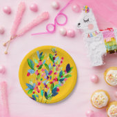 抽象芸術水色カラフルフローラ ペーパープレート (パーティー)