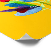 抽象芸術水色カラフルフローラ ポスター (角)