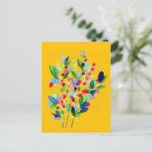 抽象芸術水色カラフルフローラ ポストカード (スタンド正面)