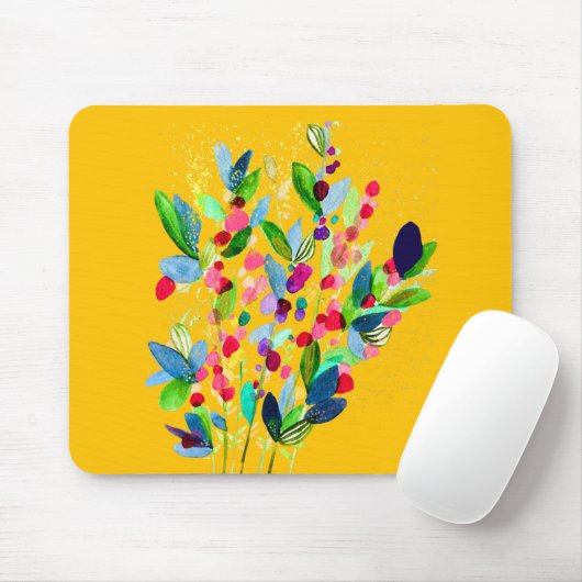 抽象芸術水色カラフルフローラ マウスパッド (マウス)