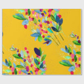 抽象芸術水色カラフルフローラ ラッピングペーパー (フラット)