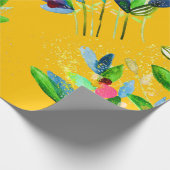 抽象芸術水色カラフルフローラ ラッピングペーパー (角)