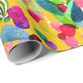 抽象芸術水色カラフルフローラ ラッピングペーパー (ロールコーナー)
