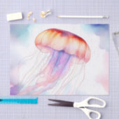 抽象芸術水色クラゲ 薄葉紙 (クラフト)