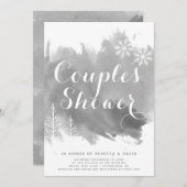 抽象芸術水色グレー結婚カップルのシャワー 招待状 (正面/裏面)