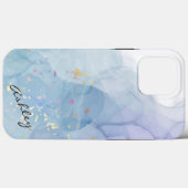 抽象芸術水色ケースメイトiPhoneケース Case-Mate iPhoneケース (裏面 (横))