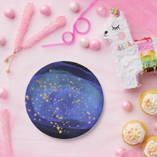 抽象芸術水色コバルトブルーネイビーパーティースター ペーパープレート (パーティー)