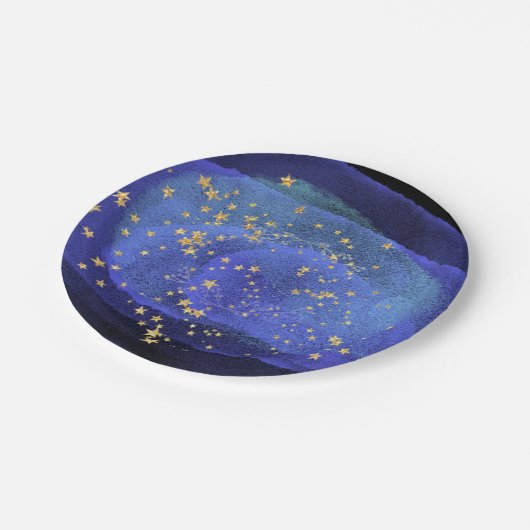抽象芸術水色コバルトブルーネイビーパーティースター ペーパープレート (アングル)