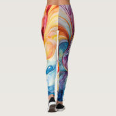 抽象芸術水色サンセットカラー レギンス (裏面)