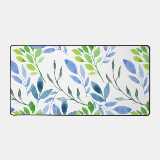 抽象芸術水色シダ葉 デスクマット (正面)