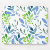 抽象芸術水色シダ葉 マウスパッド (正面)