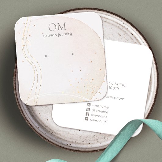 抽象芸術水色スタッドイヤリング表示スクエア スクエア名刺