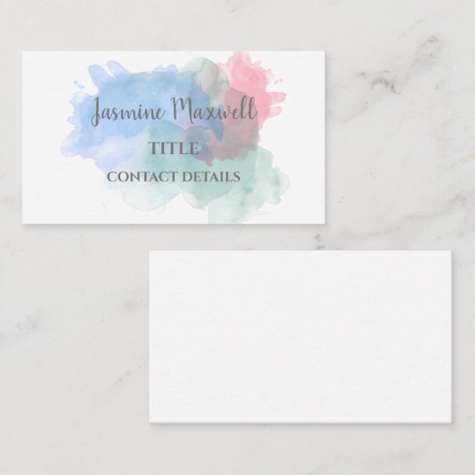 抽象芸術水色スプラッシュモダン 名刺 (正面/裏面)
