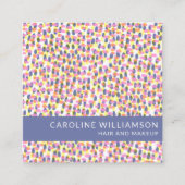 抽象芸術水色ドットアートプロフェッショナル スクエア名刺 (正面)