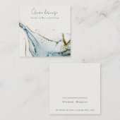 抽象芸術水色ネイビーブルー金ゴールドイヤリングホルダー スクエア名刺 (正面/裏面)