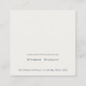 抽象芸術水色ネイビーブルー金ゴールドイヤリングホルダー スクエア名刺 (裏面)