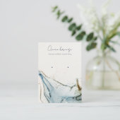 抽象芸術水色ネイビーブルー金ゴールドイヤリングホルダー 名刺 (スタンド正面)