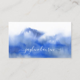 抽象芸術水色ネイビーブルー 名刺