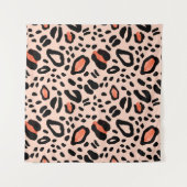 抽象芸術水色ヒョウアニマルプリントパターン タペストリー (正面(横))