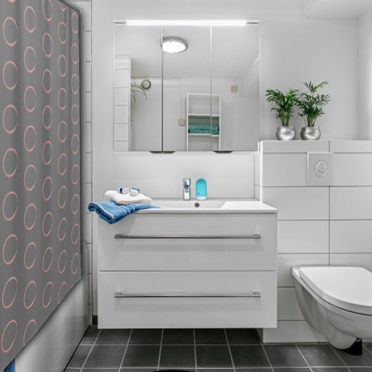 抽象芸術水色ピンクの円シャワーカーテン シャワーカーテン