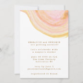 抽象芸術水色ピンクの渦巻き旋回カップルシャワー 招待状 (正面)