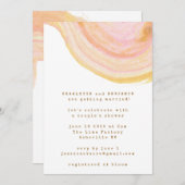 抽象芸術水色ピンクの渦巻き旋回カップルシャワー 招待状 (正面/裏面)