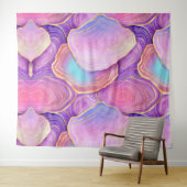 抽象芸術水色ピンクティール(緑がかった色)金ゴールドラベンダーアジト タペストリー (インサイチュ(横))