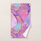 抽象芸術水色ピンクティール（緑がかった色）金ゴールドラベンダーアジト バスタオルセット (ハンドタオル)