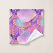 抽象芸術水色ピンクティール（緑がかった色）金ゴールドラベンダーアジト バスタオルセット (ウォッシュタオル)