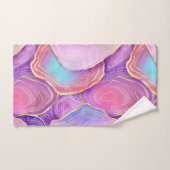 抽象芸術水色ピンクティール（緑がかった色）金ゴールドラベンダーアジト バスタオルセット (ハンドタオル)