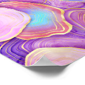 抽象芸術水色ピンクティール（緑がかった色）金ゴールドラベンダーアジト ポスター (角)