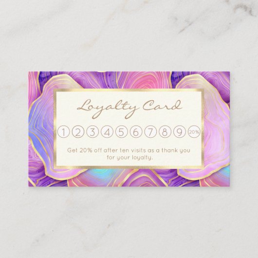 抽象芸術水色ピンクティール（緑がかった色）金ゴールドラベンダーアジト ロイヤリティカード (正面)