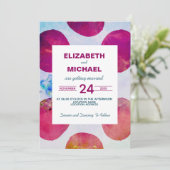 抽象芸術水色ピンク水玉模様 招待状 (スタンド正面)