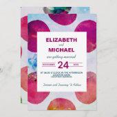 抽象芸術水色ピンク水玉模様 招待状 (正面/裏面)