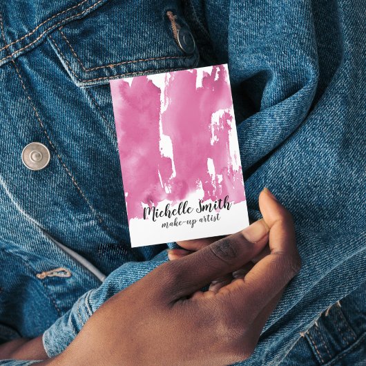 抽象芸術水色ピンク色スプラッシュブラシストローク 名刺