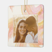 抽象芸術水色ピーチ絵を描ウールのカスタム写真 セラミックオーナメント (左)