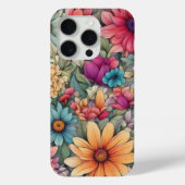 抽象芸術水色フローラ- iPhone 15 Proケース Case-Mate iPhoneケース (裏面)