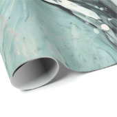 抽象芸術水色ブラックライン ラッピングペーパー (ロールコーナー)