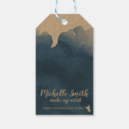 抽象芸術水色ブルーカラスプラッシュブラシストローク ギフトタグ