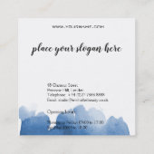 抽象芸術水色ブルーカラスプラッシュブラシストローク スクエア名刺 (裏面)