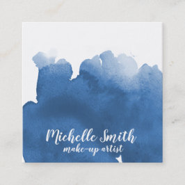 抽象芸術水色ブルーカラスプラッシュブラシストローク スクエア名刺