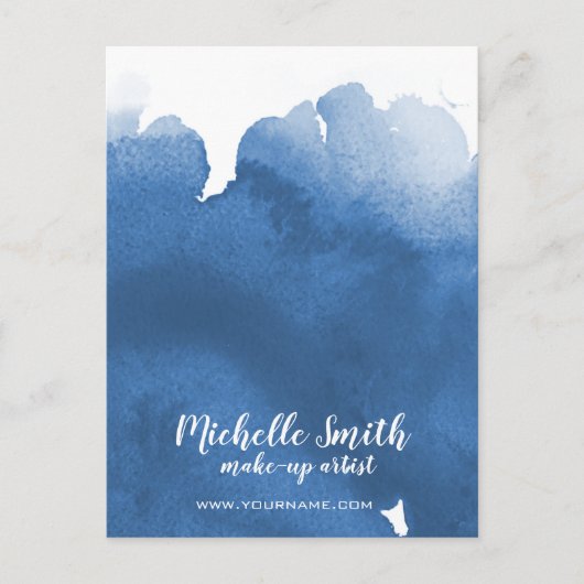 抽象芸術水色ブルーカラスプラッシュブラシストローク ポストカード (正面)