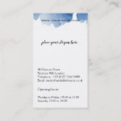 抽象芸術水色ブルーカラスプラッシュブラシストローク 名刺 (裏面)