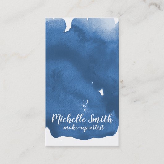 抽象芸術水色ブルーカラスプラッシュブラシストローク 名刺 (正面)