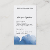 抽象芸術水色ブルーカラスプラッシュブラシストローク 名刺 (裏面)