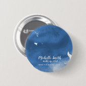 抽象芸術水色ブルーカラスプラッシュブラシストローク 缶バッジ (正面&裏面)