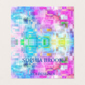抽象芸術水色ブルーピンクの正方形 名刺 (外部フラット)