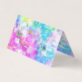 抽象芸術水色ブルーピンクの正方形 名刺 (裏面)