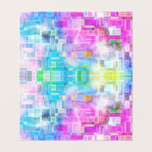 抽象芸術水色ブルーピンクの正方形 名刺 (内部フラット)