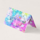 抽象芸術水色ブルーピンクの正方形 名刺 (正面)